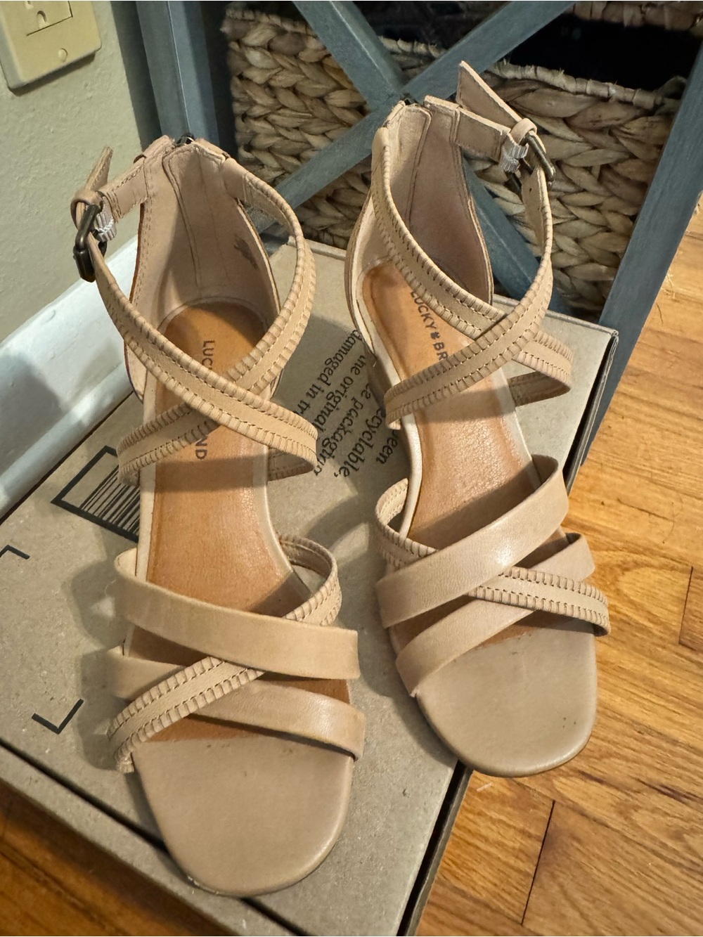 Lucky Brand Nude/Tan Strappy Heeled Sandals